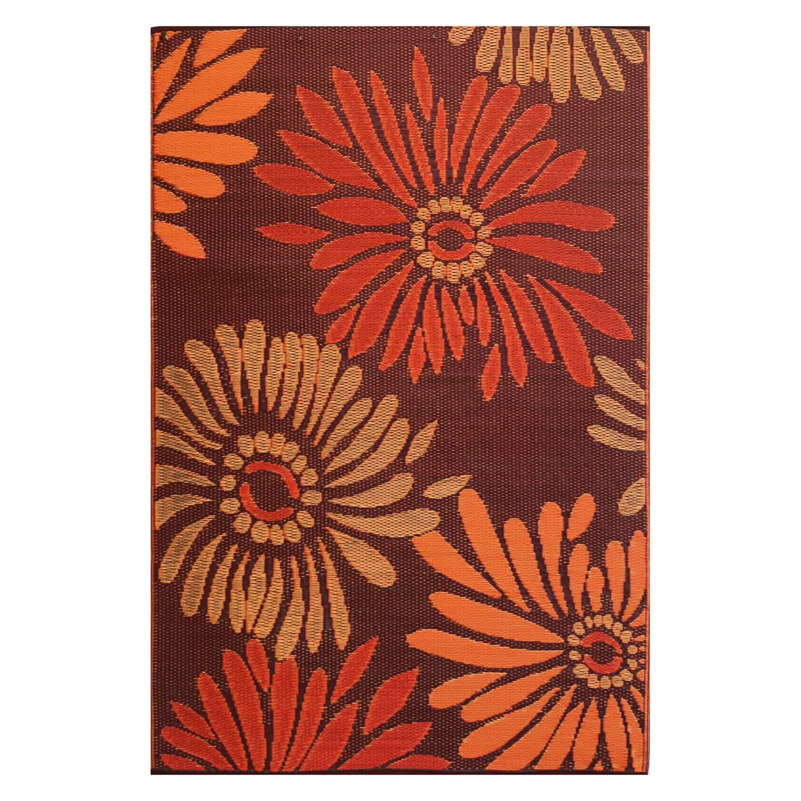 Mad Mats Outdoor Rug, Reversible Plastic Mat for Patio, Porch, Deck,  Kitchen & Bath, Daisy, 4' x 6', Rust