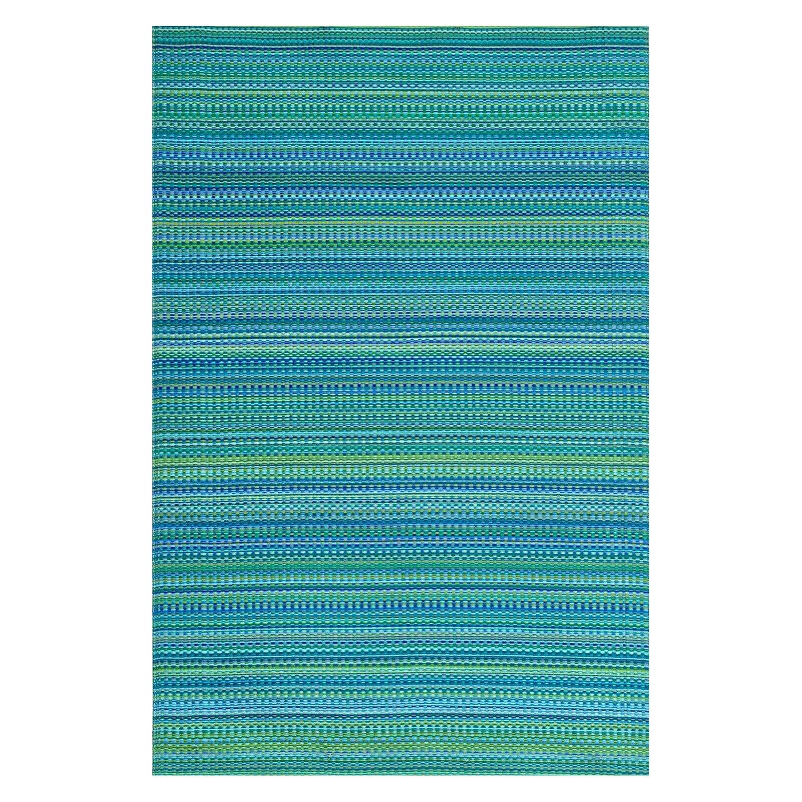 Tropical Blue and Green Reversible Outdoor Plastic Rug 6' x 9'