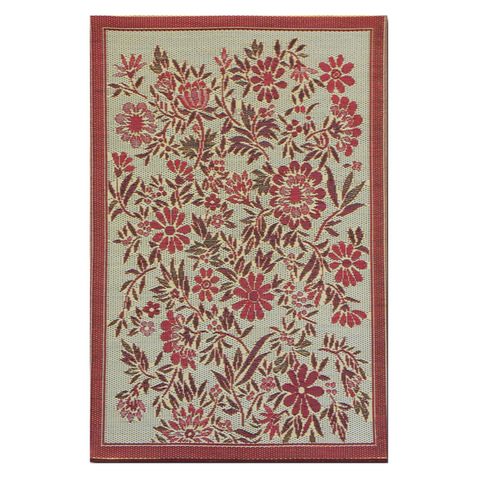 Cranberry Floral Synthetic Reversible 4' x 6' Area Rug