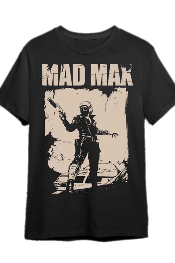 Mad Max Gun T-shirt Fun men's short sleeve graphic T-shirt series black