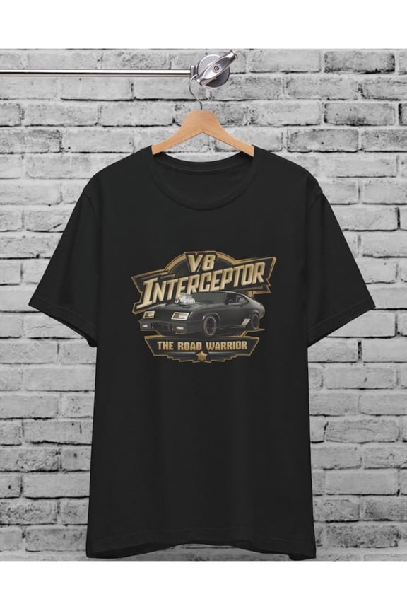 Mad Max V8 Interceptor T-Shirt, Unisex, Road Warrior, Mad Max Films, MFB, The Last V8, Muscle Car, Birthday Present - Men'S Short Sleeve Tee | Fashion Print | Regular Fit | Daily Wear | Thoughtfully
