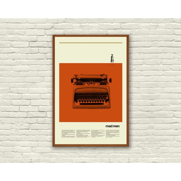 Mad Men Typewriter Inspired Poster, Mid Century Office Art