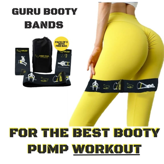 Mad Owl Guru Booty Bands- Strengthening Bands- Resistant Bands-Leg Workout Bands- Glute & Thigh Bands