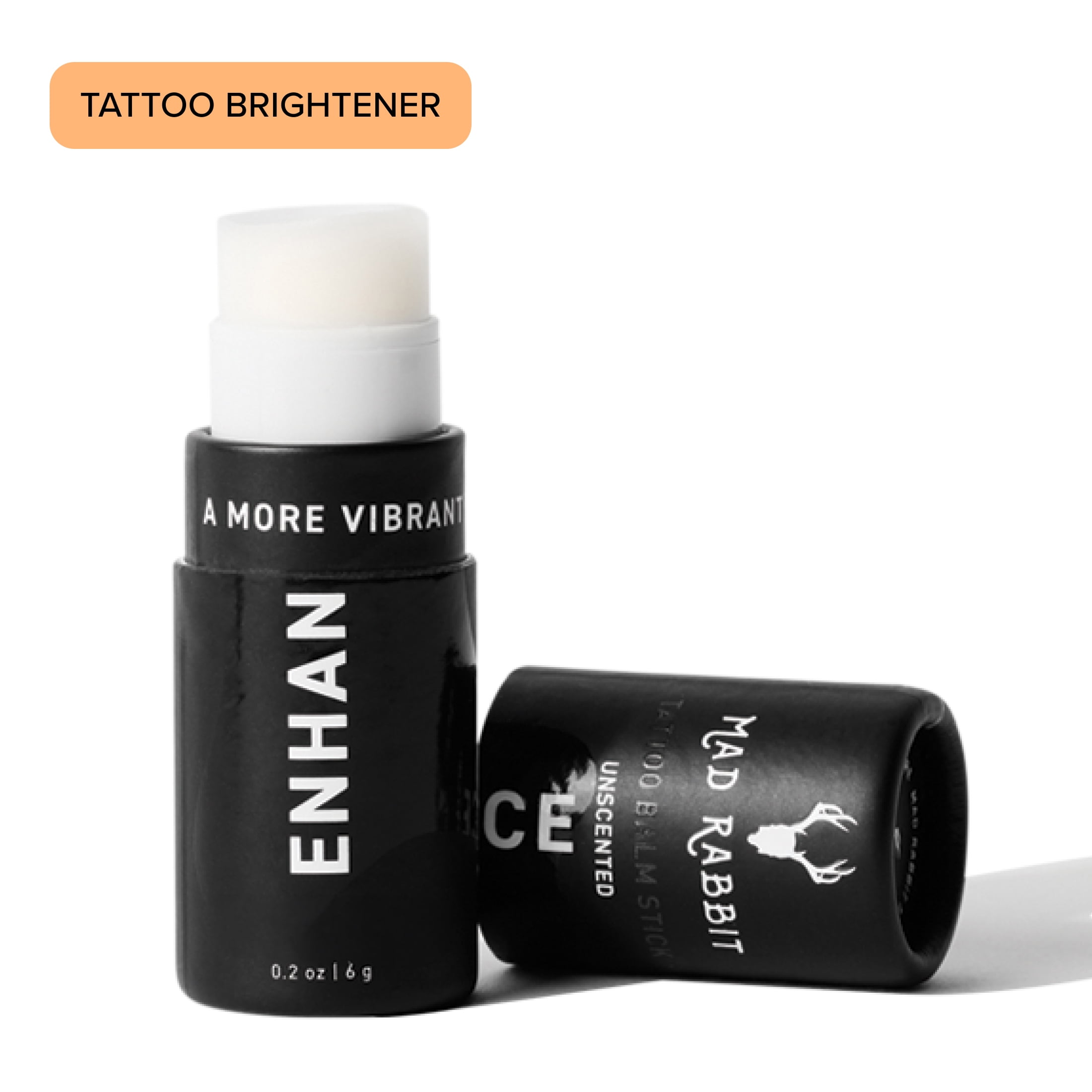Mad Rabbit Enhance Tattoo Balm Stick, Tattoo Aftercare Brightener & Moisturizer, Fragrance-Free, .2 oz
