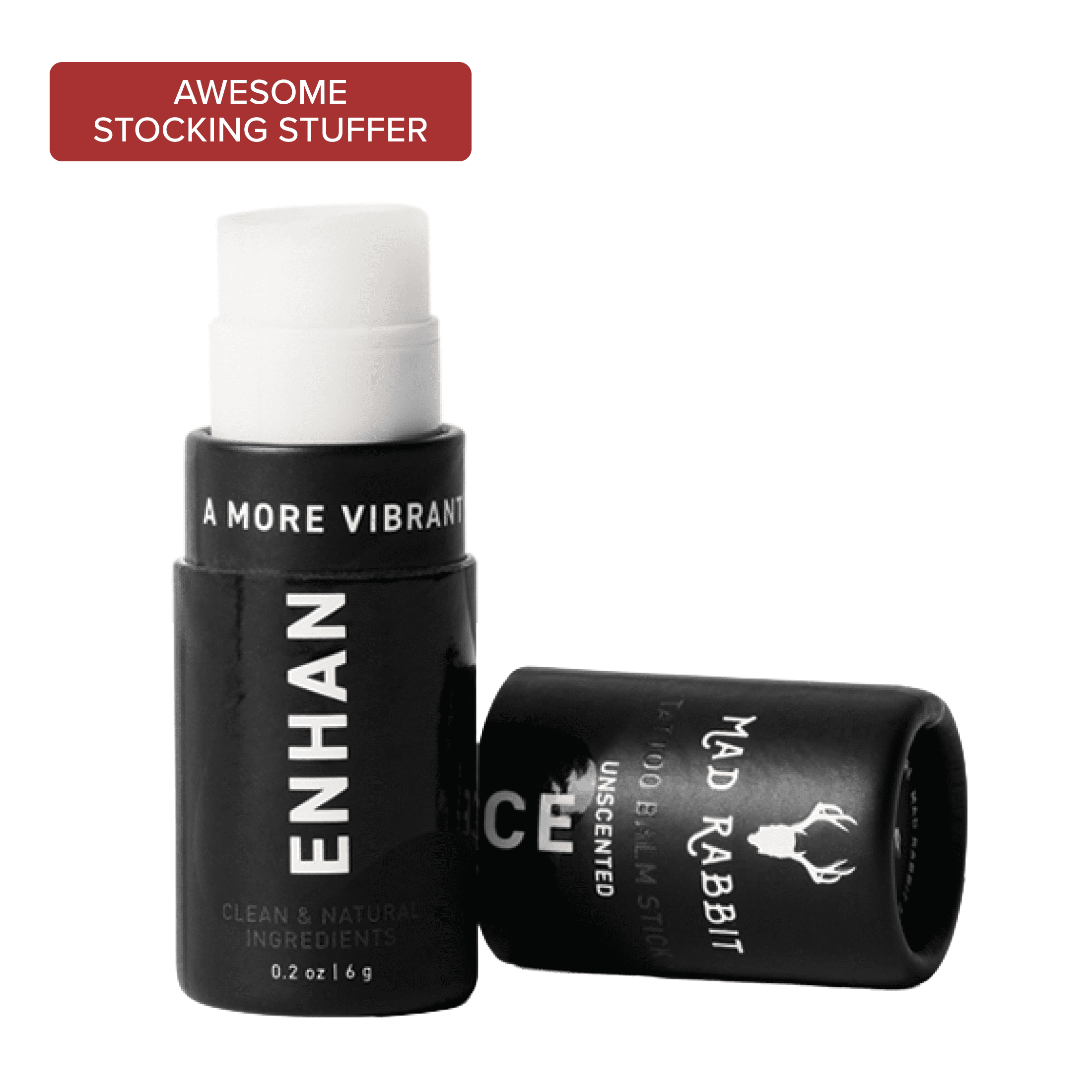 Mad Rabbit Enhance Tattoo Balm Stick, Tattoo Aftercare Brightener & Moisturizer, Fragrance-Free, .2 oz