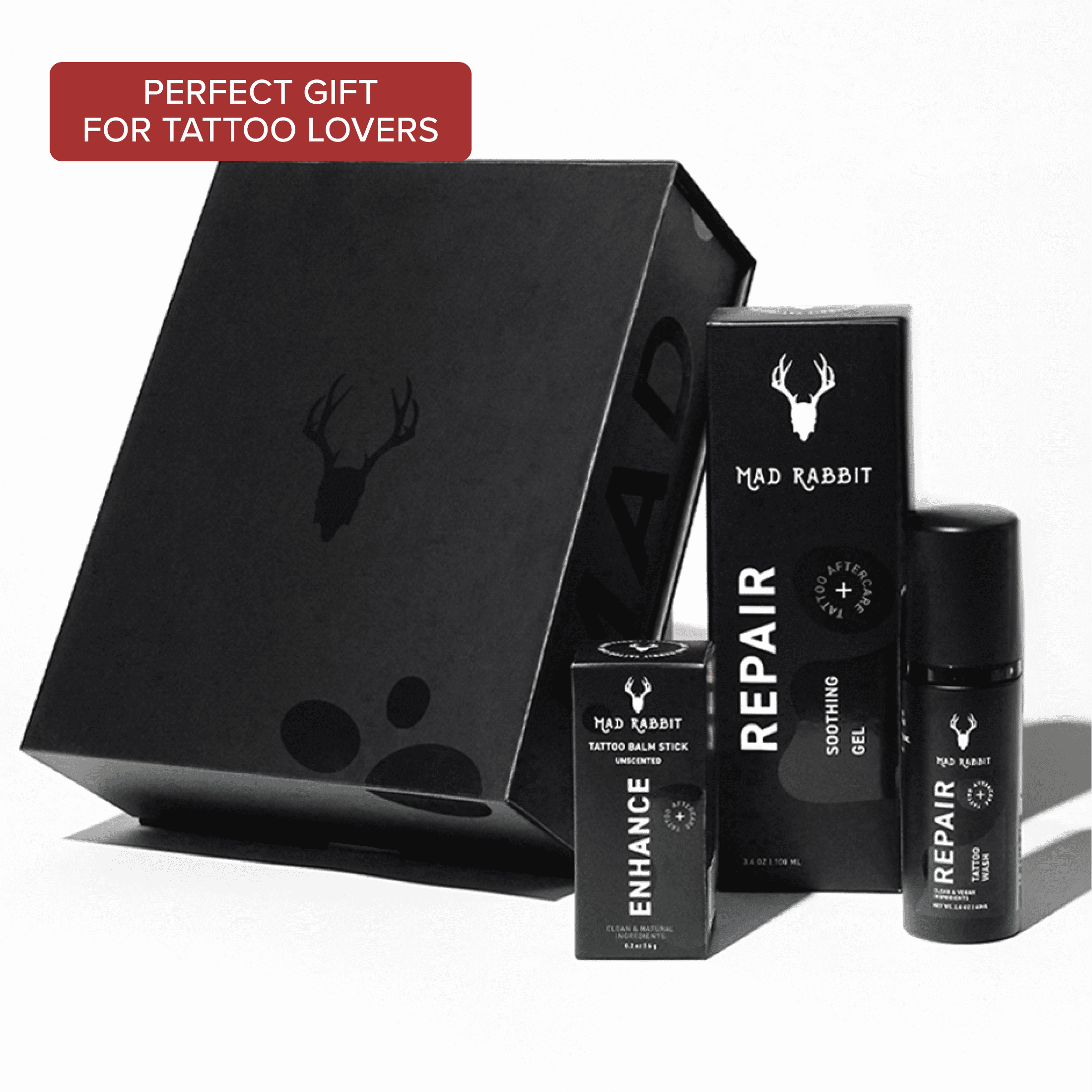 Mad Rabbit New Tattoo Aftercare Intro Kit, with Tattoo Wash, Soothing Gel, Mini Balm Stick, 3 Count