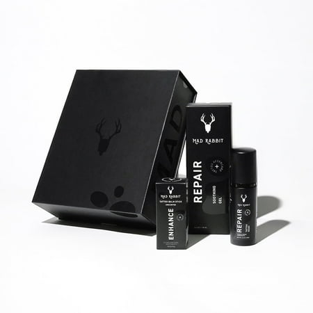 Mad Rabbit New Tattoo Aftercare Intro Kit, with Tattoo Wash, Soothing Gel, Mini Balm Stick, 3 Count
