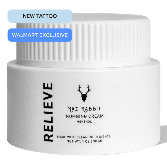 Mad Rabbit Relieve Tattoo Numbing Cream, Unscented, Maximum Strength, 1.5 oz