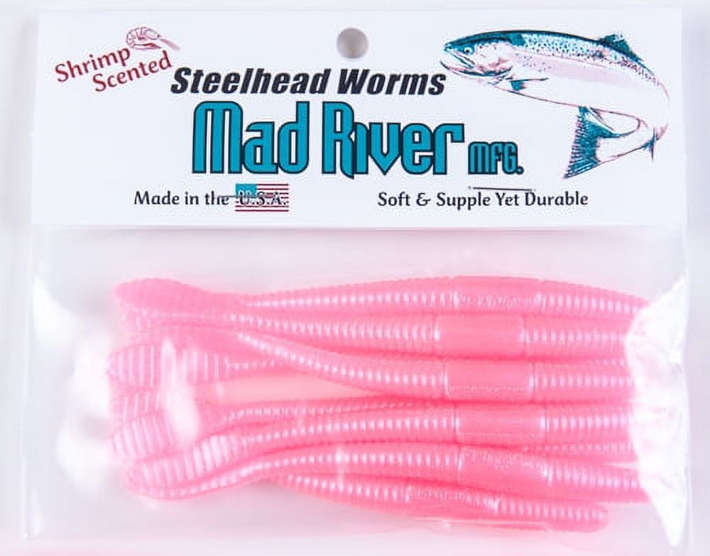 Mad River Steelhead Worms Pink Pearl 4, Soft Baits 
