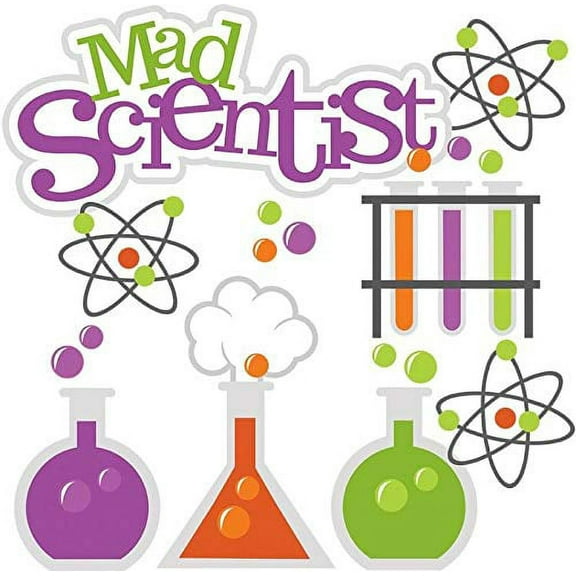 Mad Scientist Clip Art Beaker Test Tubes Edible Cake Topper Image - 1/4 sheet