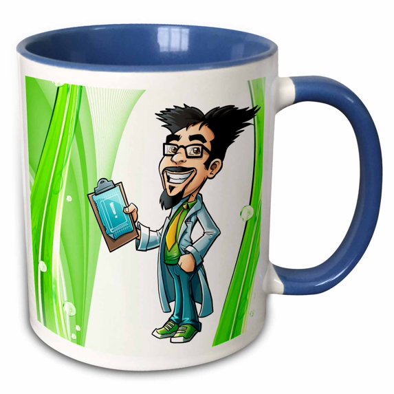 3drose, Mad Scientist with Clipboard, 11oz Two-tone Blue Mug