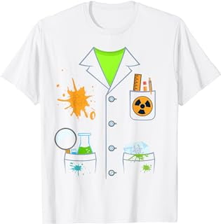 Mad Scientist or Chemist White Lab Coat Halloween Costume T-Shirt ...