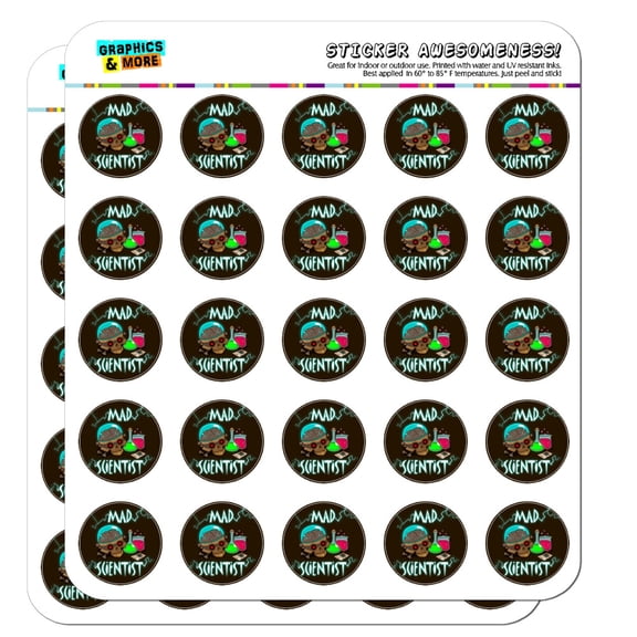 Mad Scientist with Beakers Brain Planner Calendar Scrapbooking Crafting Stickers