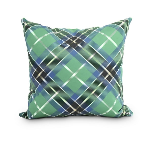 Mad for Plaid 16 Inch Navy Blue Holiday Print Decorative Throw Pillow