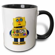 Mad toy robot looking down on you 15oz Two-Tone Black Mug mug-223213-9