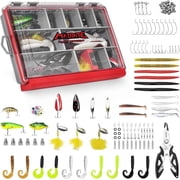 MadBite by KastKing Pro Fishing Lures Kit, 143pcs Fishing Gear kit with Waterproof Tackle Box & Pliers