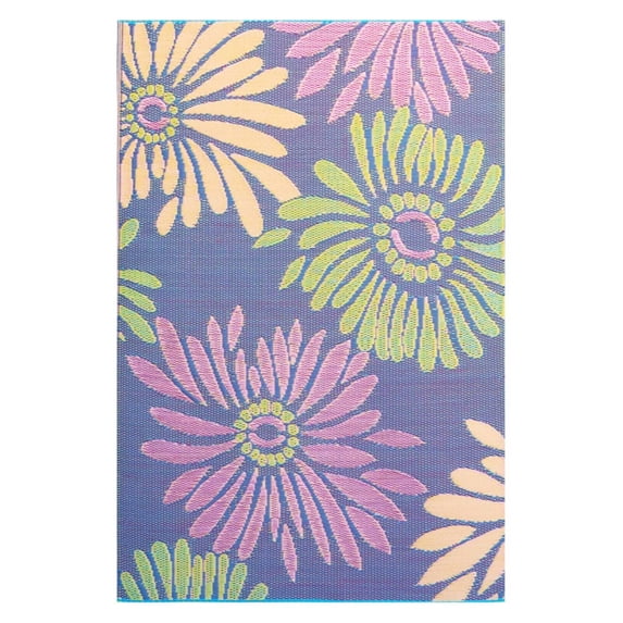 MadMats Daisy Violet Outdoor Rugs, 6' x 9'