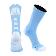 MadSportsStuff Basketball Socks for Boys Girls - Youth & Adult Athletic Crew Socks - Cushioned Moisture Wicking Performance - X-Large, Columbia Blue/White