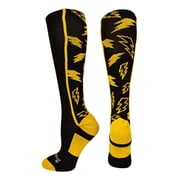 MadSportsStuff Crazy Socks with Lightning Bolts Black/Gold, Large