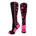 thumbnail image 1 of MadSportsStuff Crazy Socks with Stars Over the Calf Socks (Black/Neon Pink, Large), 1 of 2