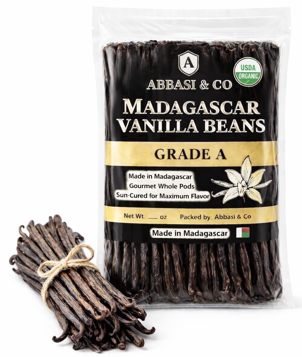 Organic Grade A Madagascar Vanilla Beans. 5" Bulk Fresh. IMPORTED FROM MADAGASCAR(1LB)