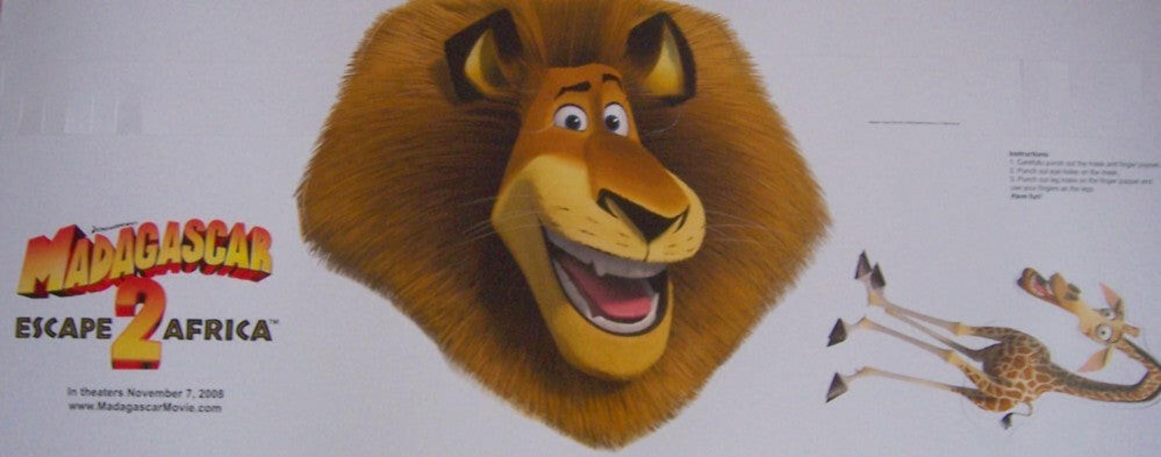 Madagascar Escape 2 Africa mini 2008 movie poster with Alex the Lion ...