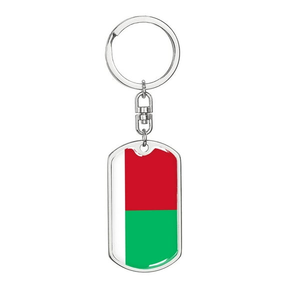 Madagascar Flag Keychain Dog Tag Stainless Steel or 18k Gold