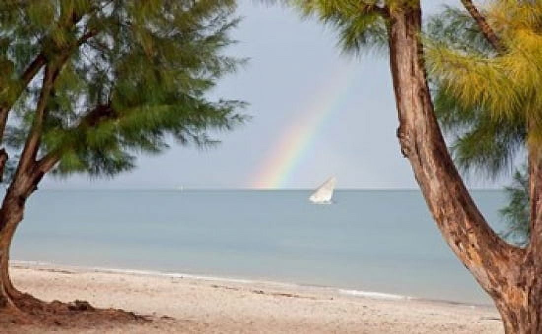 Madagascar Mahajunga Fishing dhow and rainbow Canvas Art - Charles Sleicher DanitaDelimont (37 x 23)