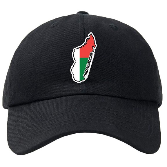 Madagascar Map Flag Baseball Cap Hat Hook & Loop Closure - Personalize it!