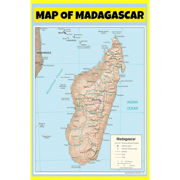 Madagascar Map Poster - Laminated Wall Map - 36x60 - Ideal for Classrooms and Homes – Features Bright Colors and Vivid Imagery