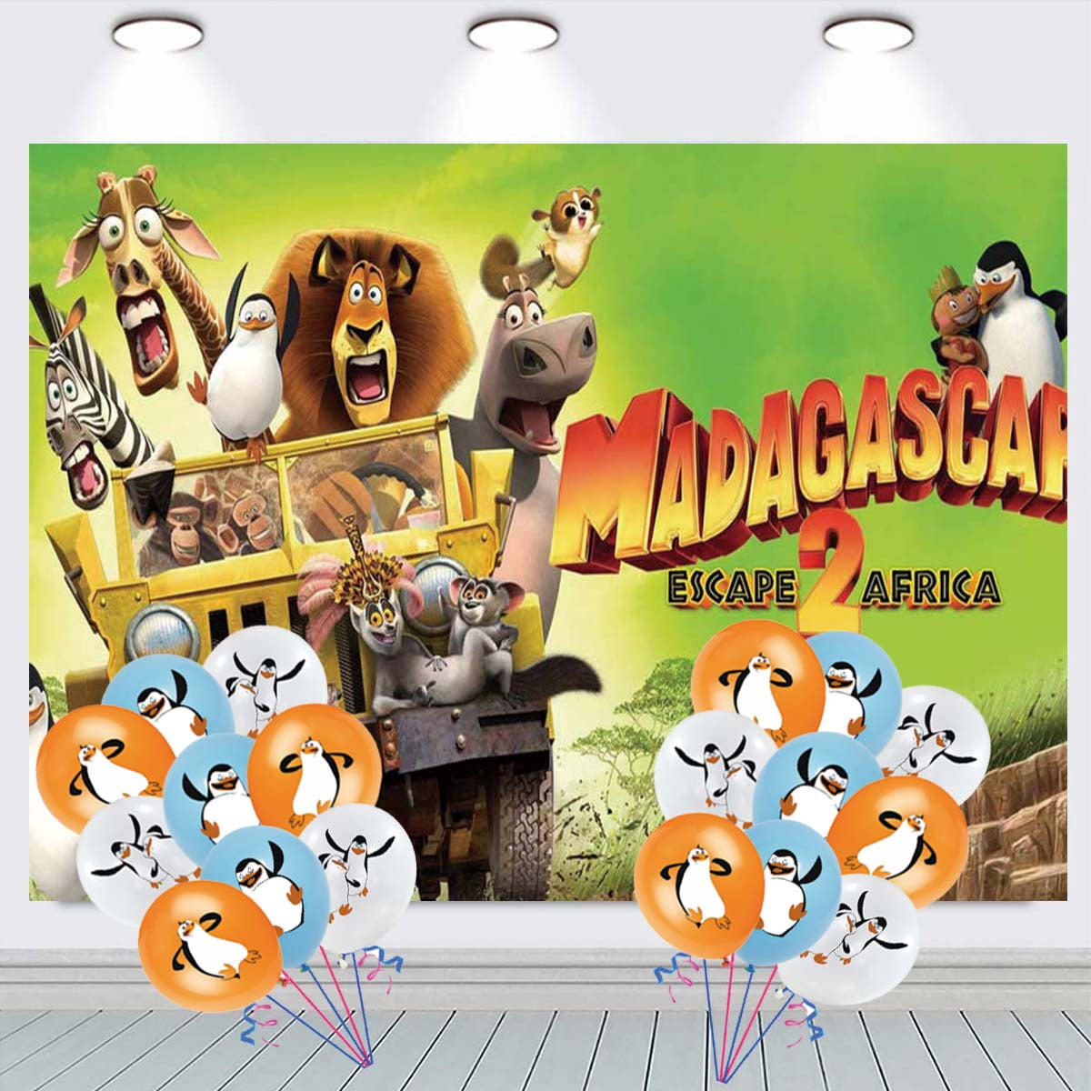 Madagascar Party Decorations Balloons Taspestry Backdrop Banner Wall ...