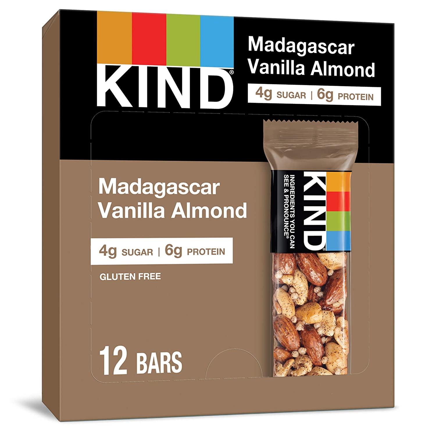 Madagascar Vanilla Almond, Gluten , Low Glycemic Index, 1.4oz, 12 Count