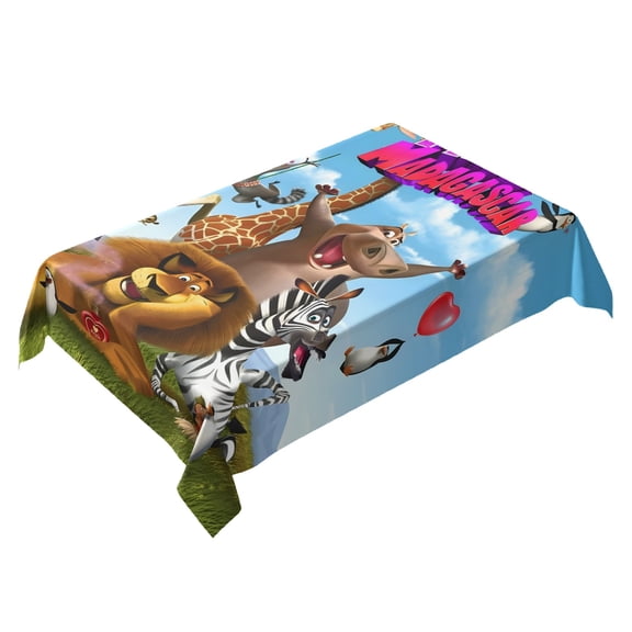 Madagascar-theme square tablecloth has an iconic print, fits most tables, and is easy to care for perfect gifts for fans friends and family55" x 71"140*180cm