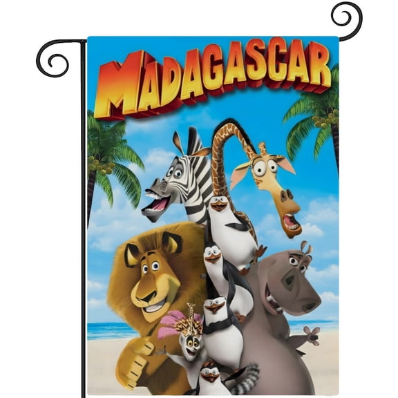 Madagascar-themed Garden Flag. Perfect gift for fans, friends, and family members, and suitable for outdoor activities, party decorations11''x18''