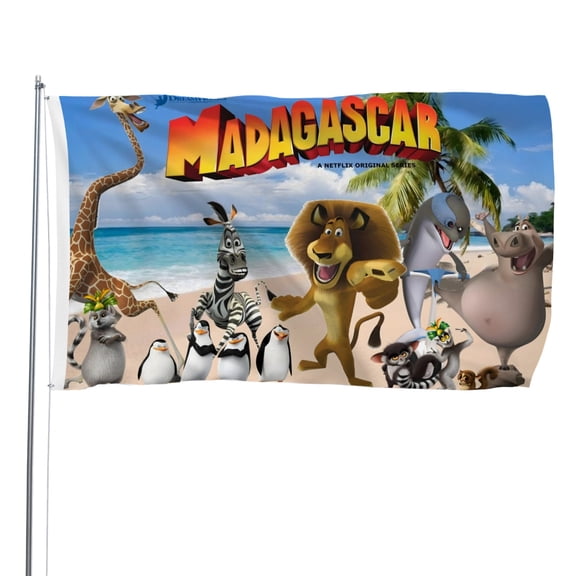 Madagascar-themed Printed Flag Perfect gift for fans, friends, and family members, and suitable for indoor and outdoor activities, party decorations.35.4"x59" (90cm150cm)