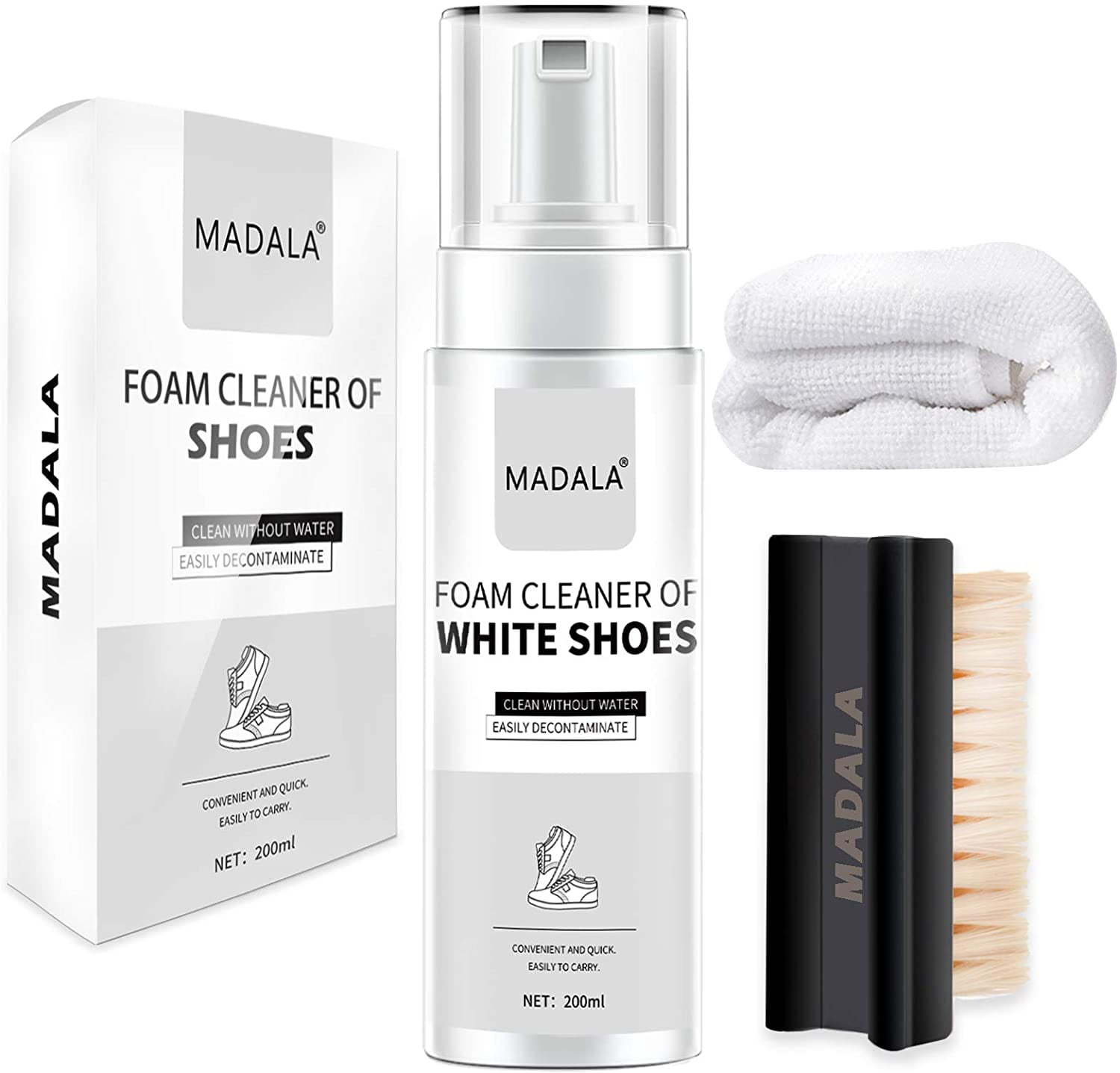 Madala Shoe Cleaner Kit, 6.7oz, White Sneaker Cleaner with Brush and