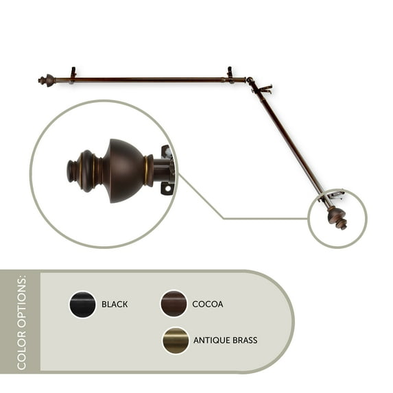 Madalena 13/16 inch Corner Window Curtain Rod 48-84" - Cocoa