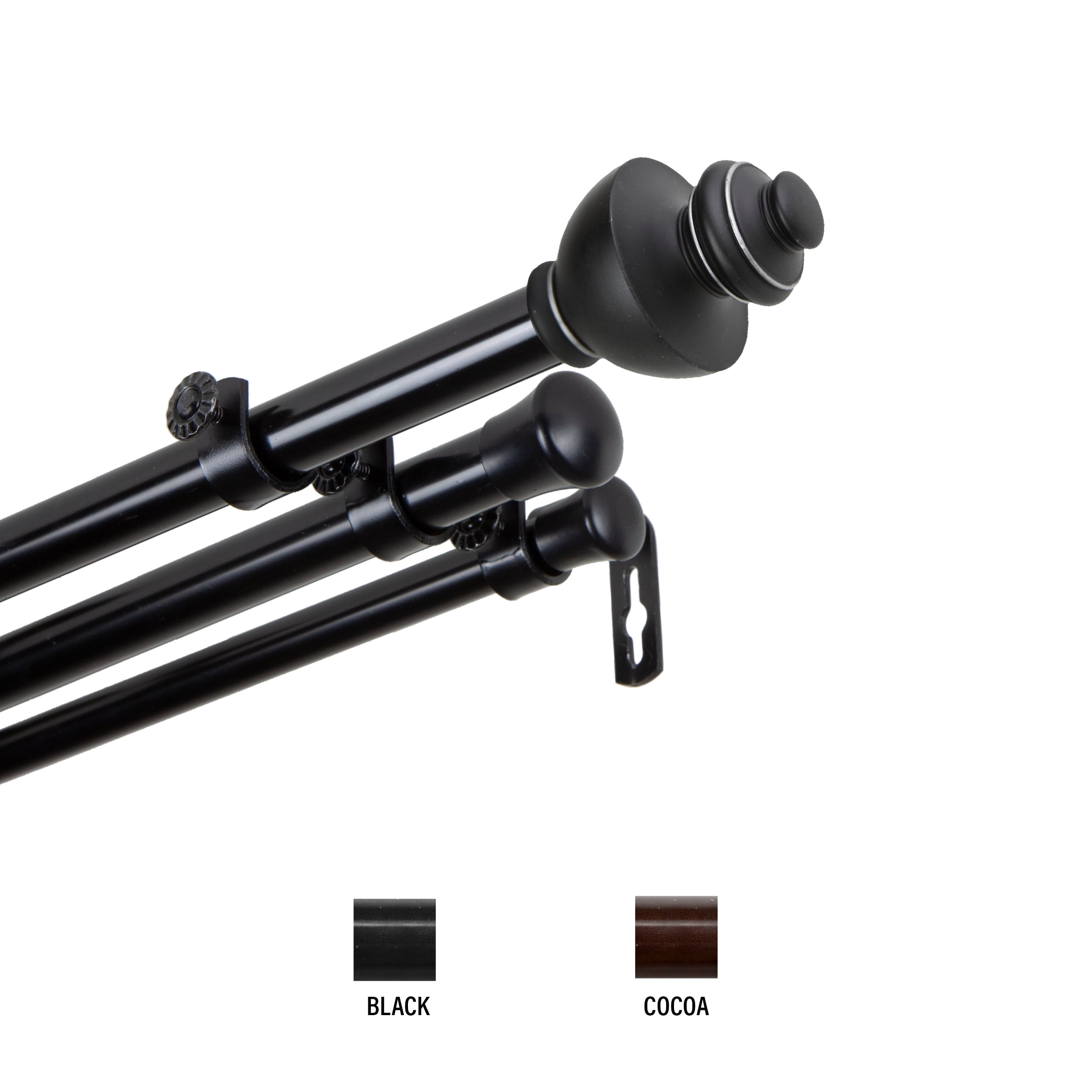 Madalena 13/16 inch Triple Curtain Rod 28-48" - Black