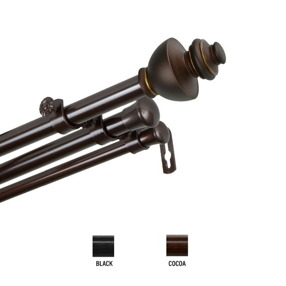 Madalena 13/16 inch Triple Curtain Rod 48-84" - Cocoa