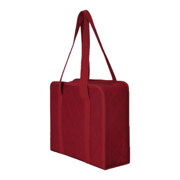 Madam Multi-Pocket Binder Bag with Zipper for 3-Ring Binders, Red Sewing Organizer Case with Shoulder Strap for Crafts Documents and Supplies Storage