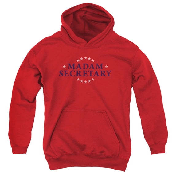 Madam Secretary Distress Logo Youth Pullover Hoodie Sweatshirt Red