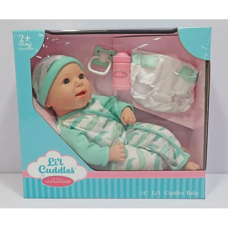 Madame Alexander Lil Cuddles Laughing Baby Doll Light Skin Tone Aqua Print Sleeper 14 inch Walmart