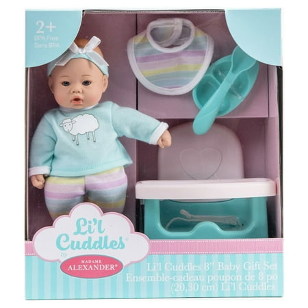 Madame Alexander Lil’ Cuddles 8” Baby Doll Feeding Set, Doll Accessories
