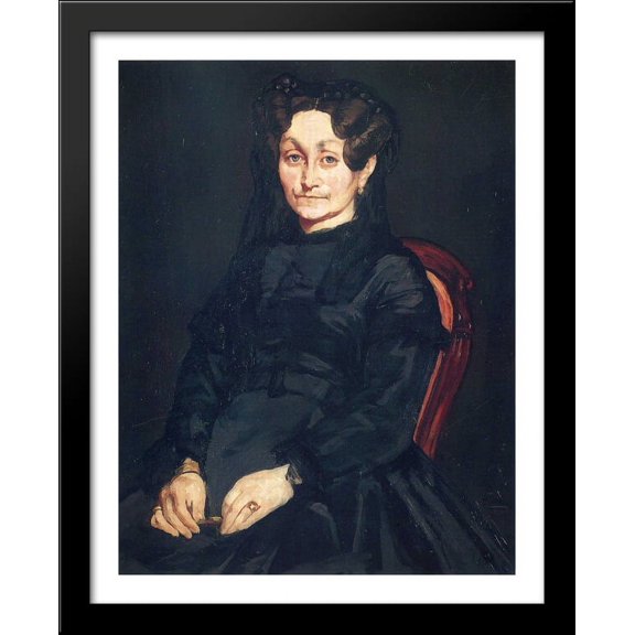 Madame Auguste Manet 28x34 Large Black Wood Framed Print Art by Edouard Manet