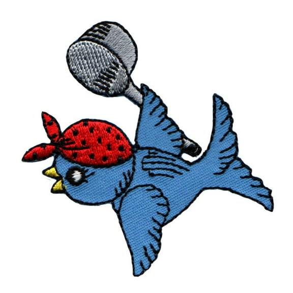 Madame Bluebird Wife Patch Kitchen Housewife Pan Embroidered Iron On Applique