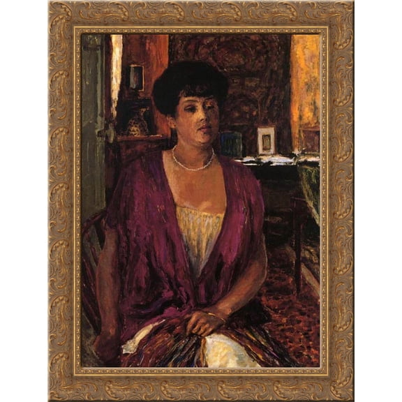 Madame Claude Anet 20x24 Gold Ornate Wood Framed Canvas Art by Bonnard, Pierre