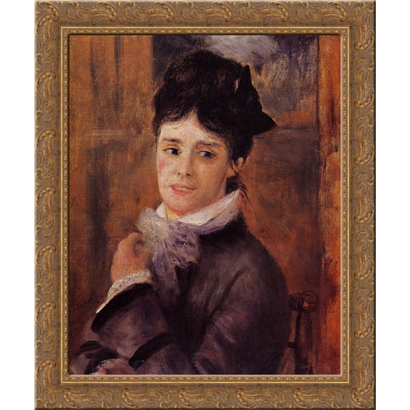 Madame Claude Monet 20x24 Gold Ornate Wood Framed Canvas Art by Renoir, Pierre Auguste