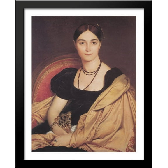 Madame Duvaucey 28x34 Large Black Wood Framed Print Art by Jean Auguste Dominique Ingres