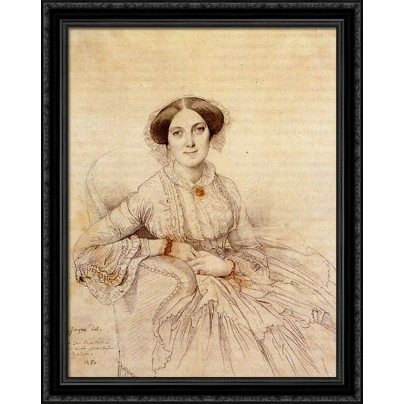 Madame Felix Gallois, born Nathalie Rose Joachime Bochet 28x36 Large Black Ornate Wood Framed Canvas Art by Jean Auguste Dominique Ingres