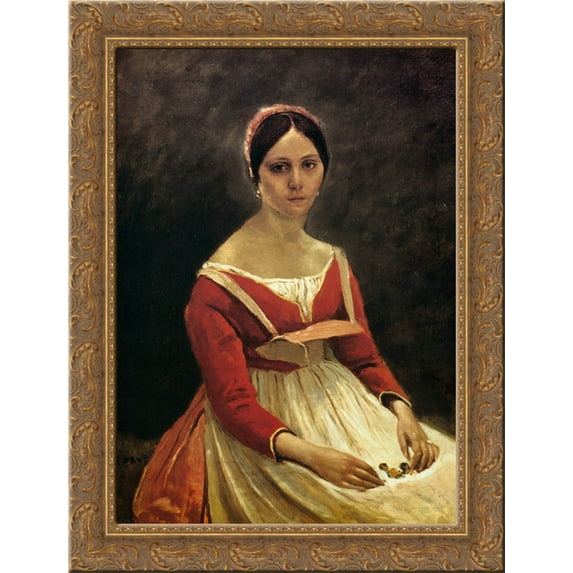 Madame Legois 24x18 Gold Ornate Wood Framed Canvas Art by Camille Corot